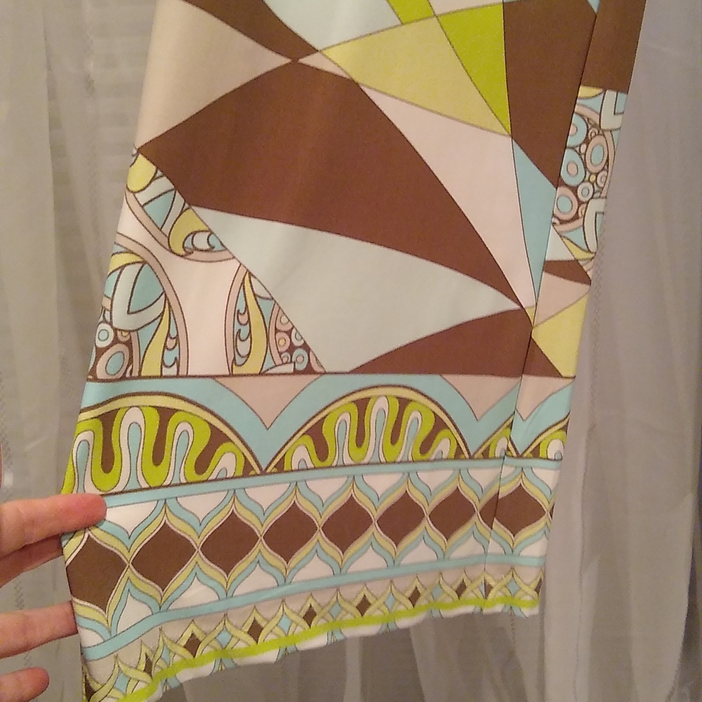 Chico's Multi Color Abstract funky disco pants, wide leg, green blue brown nwt S - Picture 7 of 12